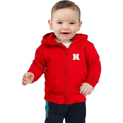Little King NCAA Boys/Girls Infant Full Zip Cotton Fleece Hoodie Sweatshirt with Embroidered Team Logo (6M 12M 18M)
