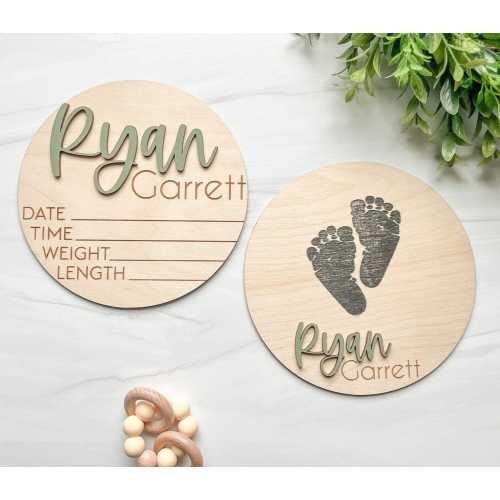 Baby Announcement Sign with Birth Stats | Footprint Sign For Newborn | Baby Name Reveal | Personalized Baby Name Sign | Sign For Hospital