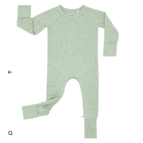 Heather Sage Ribbed Crescent Zippy - Little Sleepies