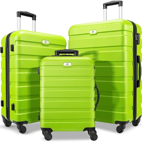 Luggage 3 Piece Sets Hard Shell Luggage Set with Spinner Wheels, TSA Lock, 20 24 28 inch Travel Suitcase Sets, Lime Green