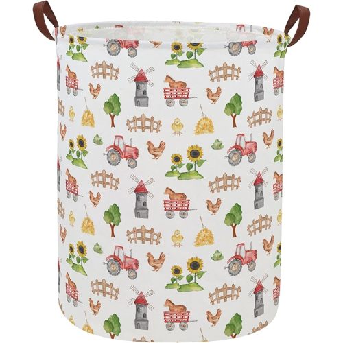 Kids Laundry Basket Farm Hamper for Nursery Boy and Girl Cute Kids Toys Storage Bin Organizer Room Decor for Home(Farm)