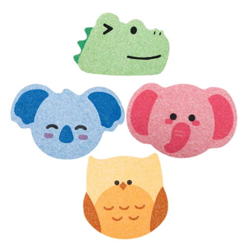 GOOHOCHY 4pcs Animal Bath Sponges Cute Koala Owl Elephant Shapes Wood Pulp Cotton Sponge for Kids Adults Bathroom Cleaning Supplies