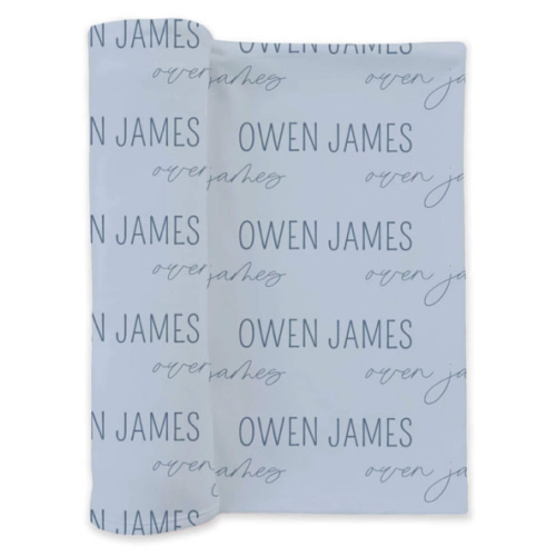 Caden Lane - Personalized Baby Blue Baby Name Swaddle Blanket, Briggs Thomas