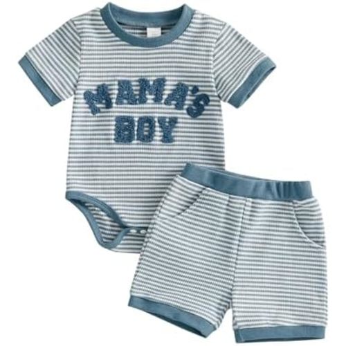 Amazon.com: Muspeczenith Newborn Baby Boy Clothes Striped Waffle Knit Short Sleeve Romper Shorts Set Summer Coming Home Outfit (Mamas Boy Blue, 3-6 Months): Clothing, Shoes & Jewelry