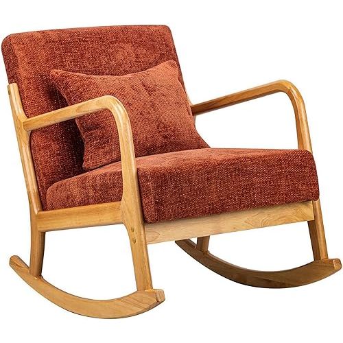 Nordlys Diana Solid Wood with Terracotta Fabric Rocking Chair