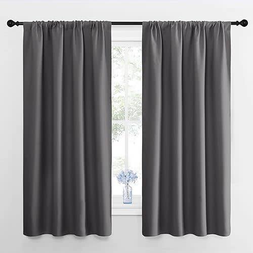 NICETOWN Blackout Curtains Panels for Bedroom - Thermal Insulated Rod Pocket Window Blackout Drapes/Draperies for Living Room (2 Panels, W42 x L63 inches, Grey)