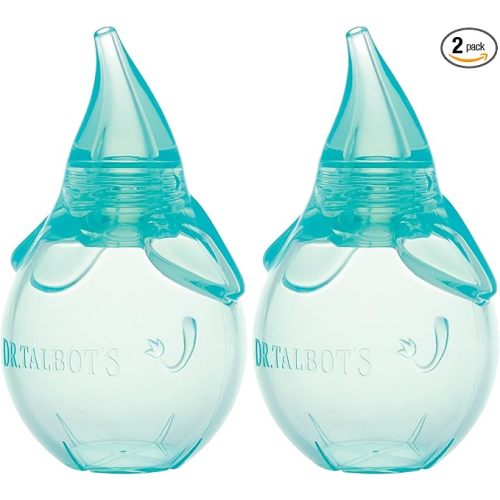 Dr. Talbot's Nasal Aspirator for Babies - Silicone - with Storage Case - Blue Elephant,(Pack of 2)