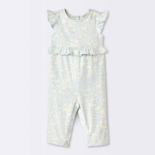Baby Girls' Long Leg Floral Romper - Cloud Island™ Blue