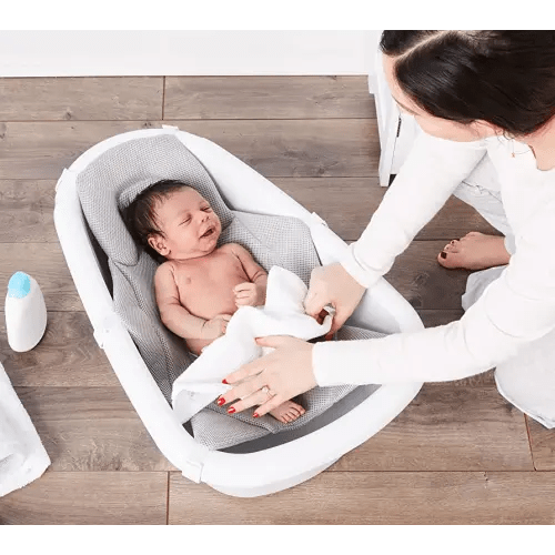 Regalo Baby Basics 3-in-1 Grow with Me Bath Tub, Award Winning Brand, Adjustable As Your Baby Grows, Includes Foam Padded Air Mesh Sling, Drying Hook,