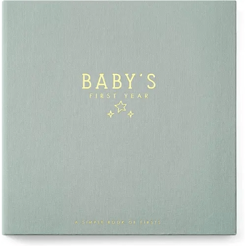 Lucy Darling Linen Covered Luxury Baby Memory Book - First Year Journal Album Photo Book To Capture Precious Memories - Keepsake Pregnancy Baby Record Book For Girl (Celestial Skies)