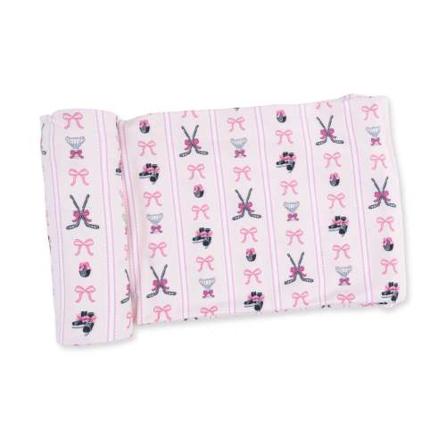 Megan's Bowtiful Hockey Stripe - Swaddle Blanket