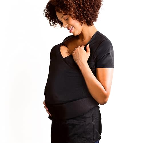 Brownmed Pocket Skin-to-Skin Baby Carrier Shirt for Mom & Newborn - Full-Coverage Baby Wrap Carrier - Black - X-Small/Small