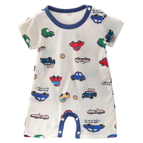 Ulanda Cute Race Car Black and White Plaid Romper Tire Stars Checkered Vehicles Outfit (Blue, 3-6 Months)