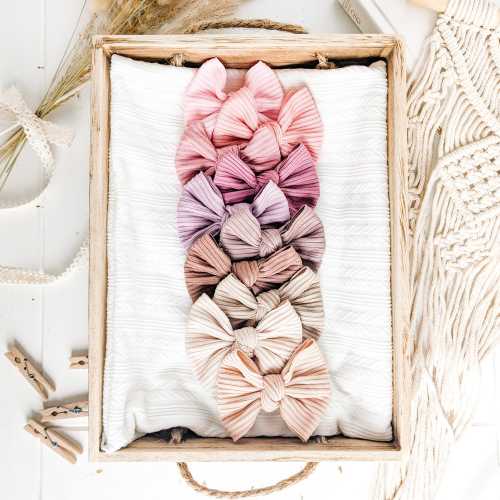 Newborn Baby Girl Headband, Infant Toddler Hair Bow, Baby Girls Ribbed Hair Bow Clips, Spring Summer Knit Bow Headbands, Hairband Hair Tie