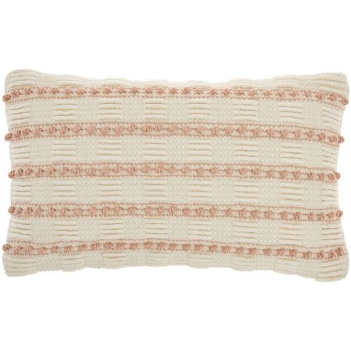 12"x20" Oversize Life Styles Woven Lines and Dots Lumbar Throw Pillow Blush - Mina Victory: Contemporary Farmhouse Decor, Removable Cover