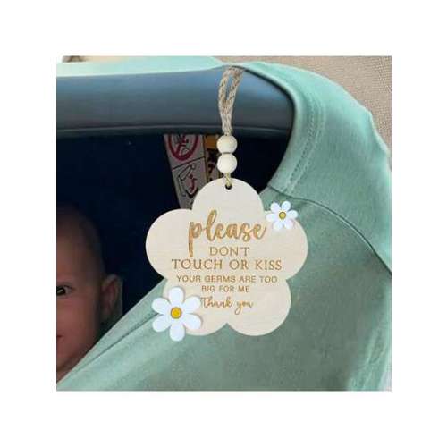 Do Not Touch Baby Sign No Kissing Wood Board Cute Hanging Stroller Tag For Newborns Warm And Childish Wooden Baby Decorative Pendant, Pure And Simple Material To Create A Warm Space, Exquisite Design Presents A Soft Aesthetic, Comfortable Modeling To Shap