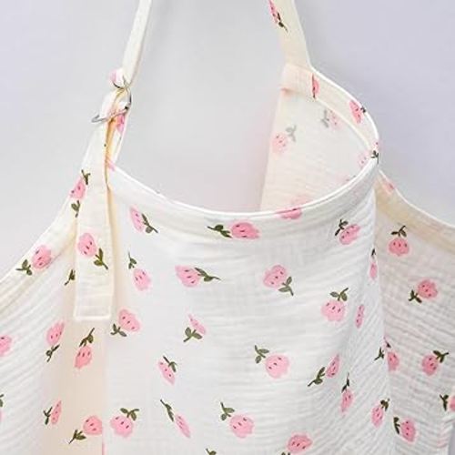 Muslin Nursing Covers for Baby Breastfeeding Privacy Breast Feeding Cover Breathable Breastfeeding Cover up with Arch Neckline Multi-use Stroller Covers for Women Nursing Apron