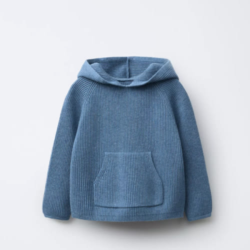 HOODED KNIT SWEATER WITH POCKET - Blue | ZARA United States