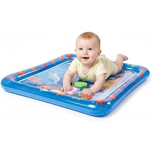 Tummy Time Water Play Mat for Babies, Infant Sensory Activity Toy, Inflatable Baby Water Mat, Tummy Time Pad for Newborn, Water Play Mat for Kids, Strengthen Muscles & Motor Skills 3–24 Months