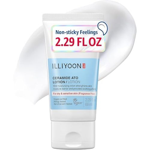 Illiyoon Ceramide Ato Lotion | Lightweight Moisturizer for Dry & Sensitive Skin, Barrier Repair for Face and Body, Mild for Babies, Vegan Certified, Korean Skincare, 2.29 fl.oz.