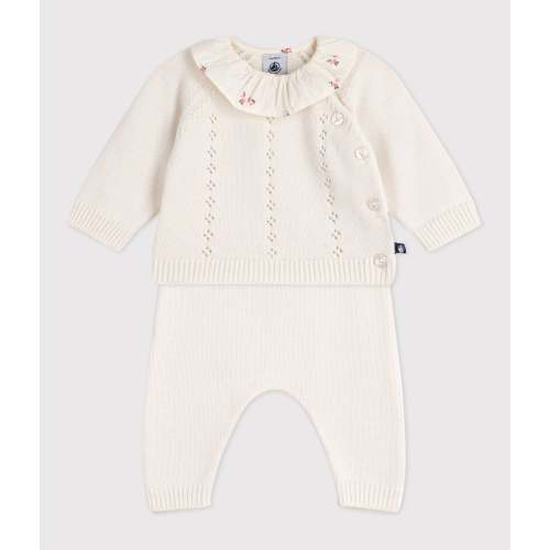 Baby girl 2pc knit set sweater with ruffle and pant