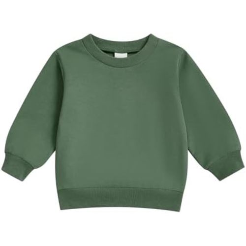 Unisex Infant Toddler Baby Boy Girl Crewneck Sweatshirt Shirt Long Sleeve Pullover T-shirts Solid Color Clothes