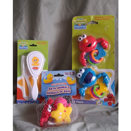 Infant Toys - Sesame Street Elmo Cookie Monster Big Bird Rattles Brush Comb Bath