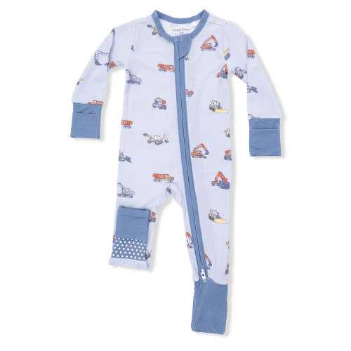 2-Way Zip Romper, Construction Vehicles