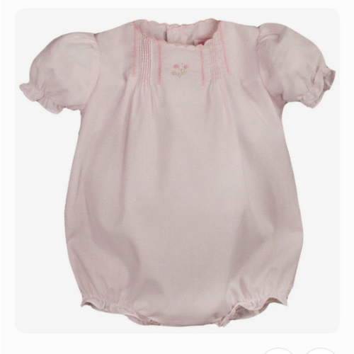 Petit Ami & Zubels - Flower Embroidered Heirloom Bubble: Pink, Newborn | Pineapple Kidz Inc.