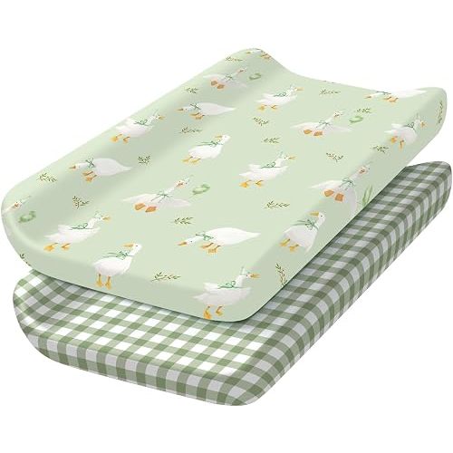 2 Pack Silly Goose Baby Changing Pad Covers for Girl, Boy