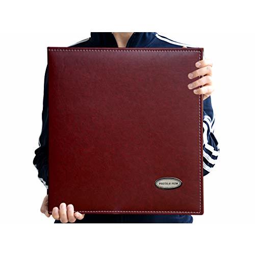 ZOVIEW Magnetic Self-Stick Page Photo Album, Family Album, Leather Cover, Hand Made DIY Albums Holds 3X5, 4X6, 5X7, 6X8,8X10 Photos A52045 (Wine Red, Large)
