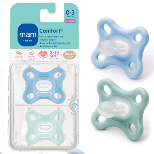 MAM Pacifiers Baby Pacifier 0-4 Months Lightweight Silicone Orthodontic Symmetrical Design