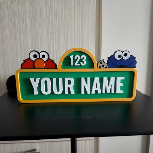 Personalized Street Style Sesame Sign Name Birthday Party Decor Custom Elmo Cookie Monster Decoration