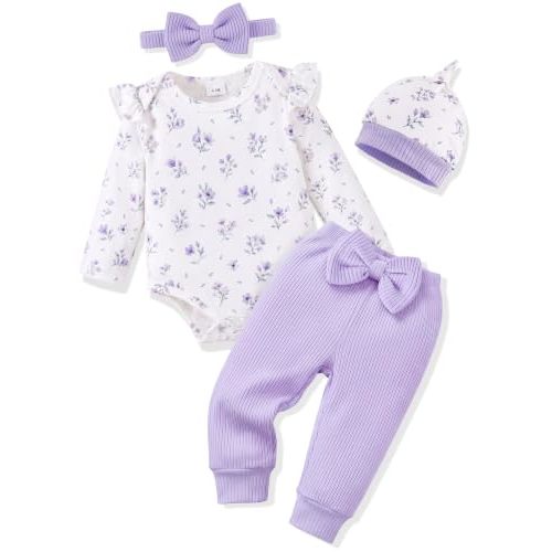 HONGTEYA Newborn Baby Girl Clothes Infant Fall Winter Outfits Preemie-12M
