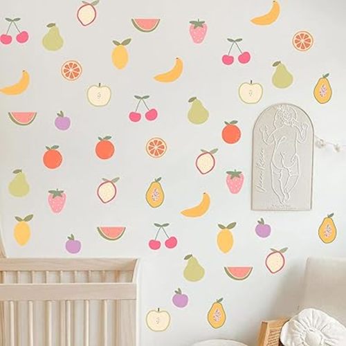 8PCS Colorful Fruit Wall Decal - Nursery Wall Paper Designs,Wall Stickers for Nursery Kitchen Kids Room Decoration