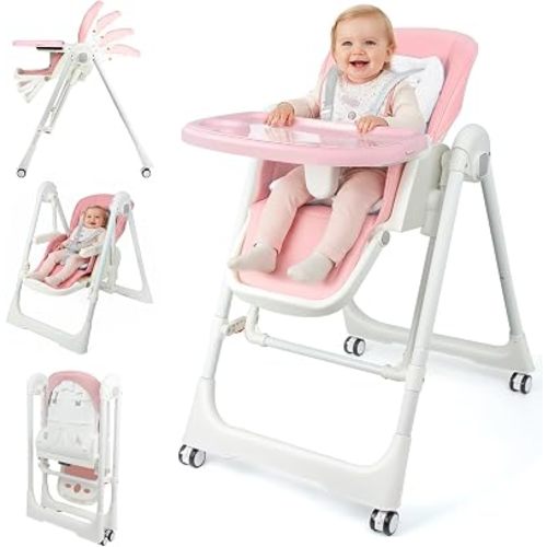 Foldable High Chairs for Babies and Toddlers Convert to Baby Rocker