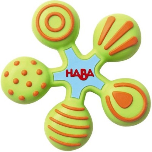 HABA Silicone Teethers for Babies 6-18 Months - Star Design Silicone Teether Ring and Grasping Toy for Safe Sensory Development