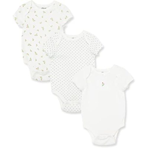 Little Me Clothes for Baby Girls’ 3-Pack 100% Cotton Bodysuits with Full Snap Closures, Baby Essentials, Newborn to 9 Months
