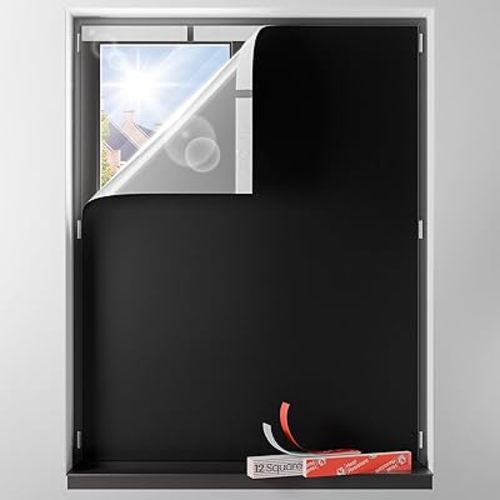 Sumobaby Blackout Curtains Portable 69”x60” No Drill Black Out Window Cover | 100% Blackout Shades with Heat-Resistant Hook&Loop Tapes,Thermal Insulated Window Blinds for Home,Nursery(1 Panel,Black)