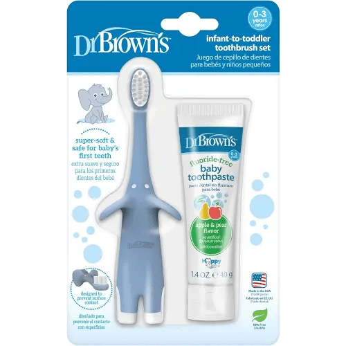 Dr. Brown's Infant-to-Toddler Toothbrush Set, 1.4 Ounce, Blue