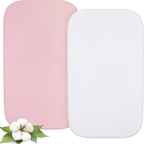 Bassinet Sheets - Fit RONBEI Baby Bassinet Bedside Sleeper, 2 Pack, 100% Organic Cotton