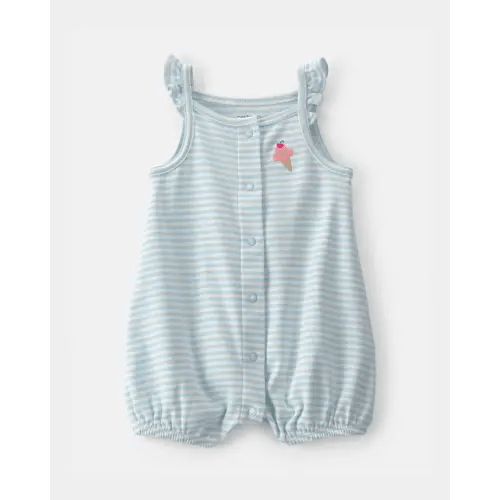 Baby Girl Striped Ice Cream Romper - Blue/White | Carter's