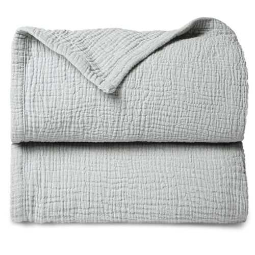 Lulu moon Muslin Baby Blanket Quilt - Crib Blanket for Toddlers 47"× 47" Silver Grey