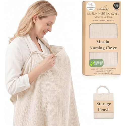 OEKO TEX 100% Organic Cotton Breastfeeding Nursing Cover 110x72 CM Stylish