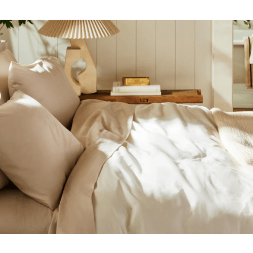 Luxe Sateen Bedding Set in color Pebble | Sheets, Duvet Cover & Pillowcases – Brooklinen