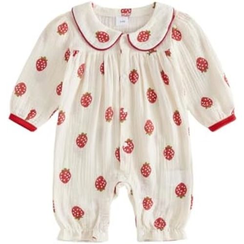 Newborn Baby Girl Fall Clothes Cotton Strawberry Romper Jumpsuit