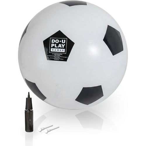 DO-U-Play Games Jumbo Soccer Ball, 30 Inch Diameter, Superior Rubber Durable Heavy-Duty Material - Indoor-Outdoor Large Inflatable Ball for the Backyard, Beach, Parties, and Park - Includes Hand Pump