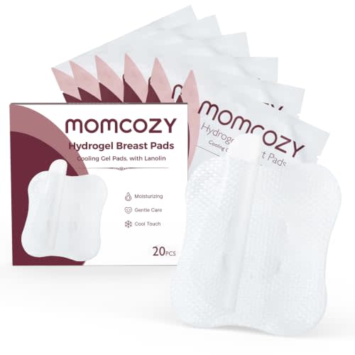 Momcozy Hydrogel Nursing Pads,Cooling Relief,Breastfeeding Essentials 20pcs | Nipple Pads with Lanolin, Instant Cooling Relief, Support for Breastfeeding and Pumping, Individually Wrapped