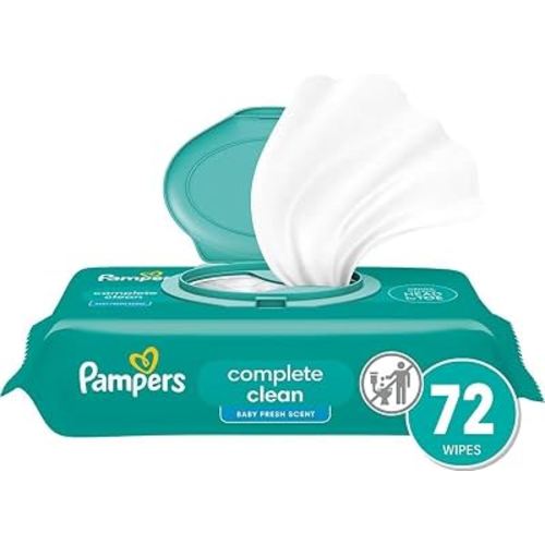 Pampers Baby Wipes, Complete Clean Baby Fresh Scented Wipe, Gently Cleans Head to Toe, 72 Total (1 Flip-Top Packs) (Pack of 8)