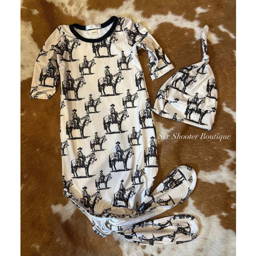 Lone cowboy newborn sleep sack hat set